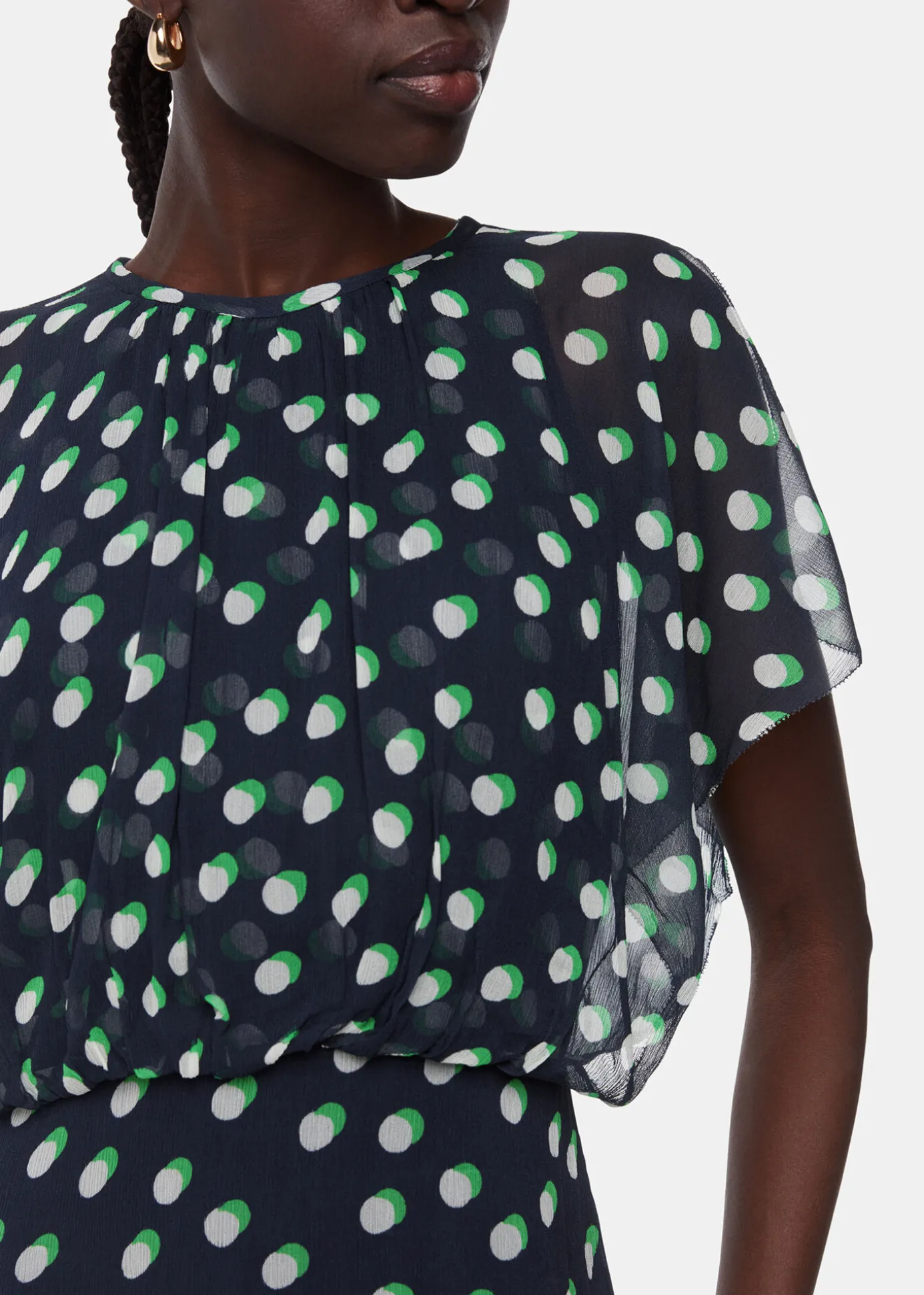 Navy Moon Spot Print Midi Dress