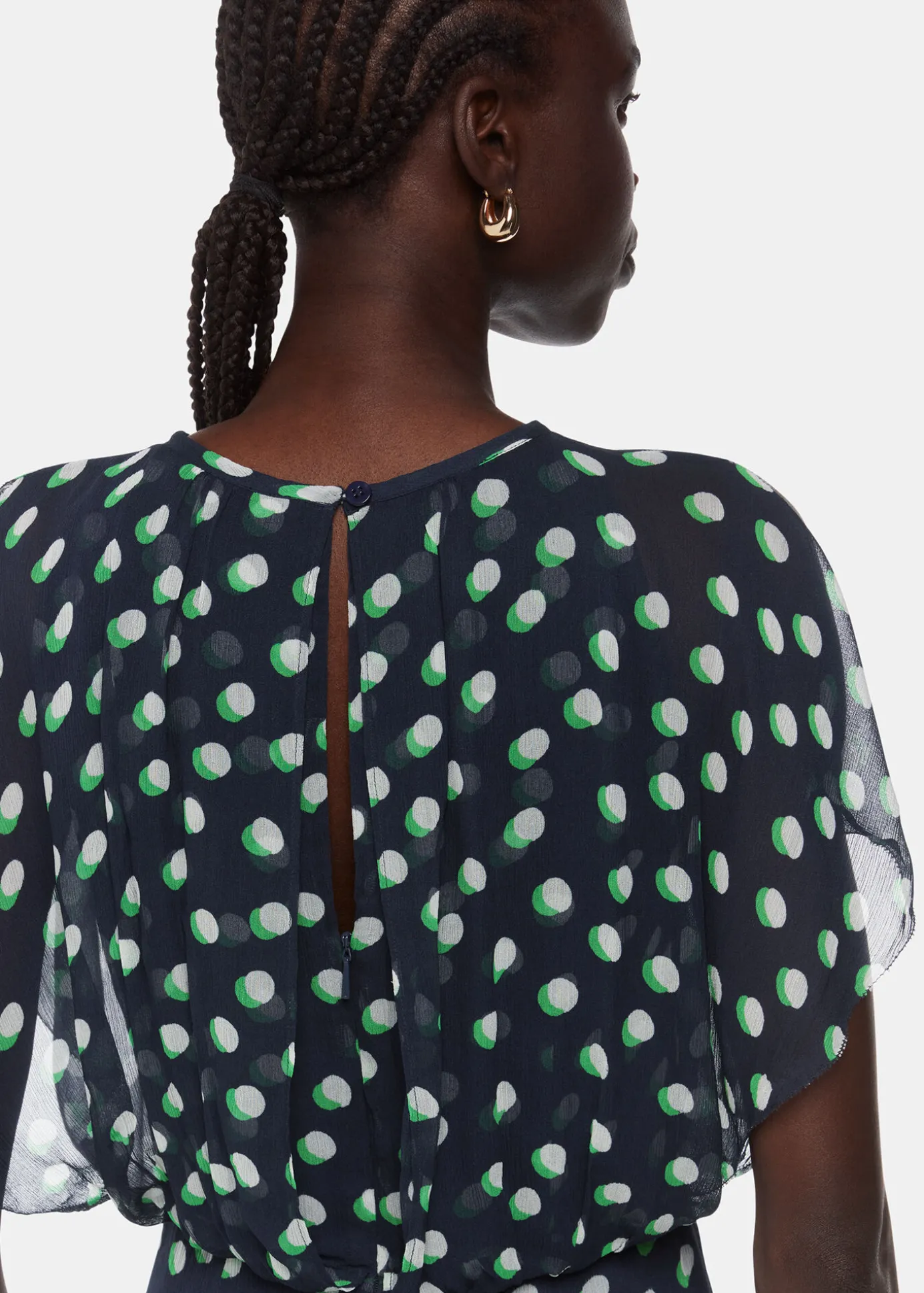 Navy Moon Spot Print Midi Dress