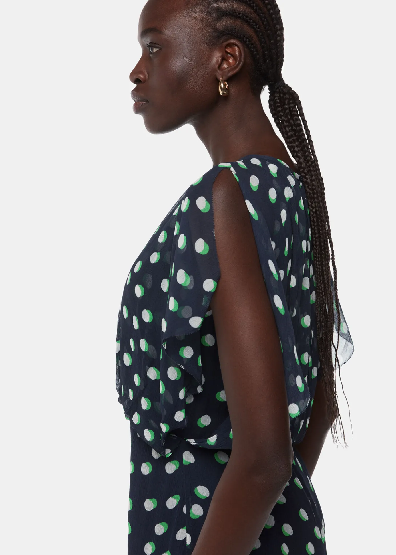 Navy Moon Spot Print Midi Dress