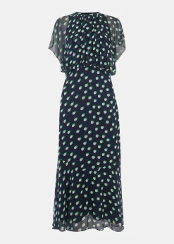 Navy Moon Spot Print Midi Dress