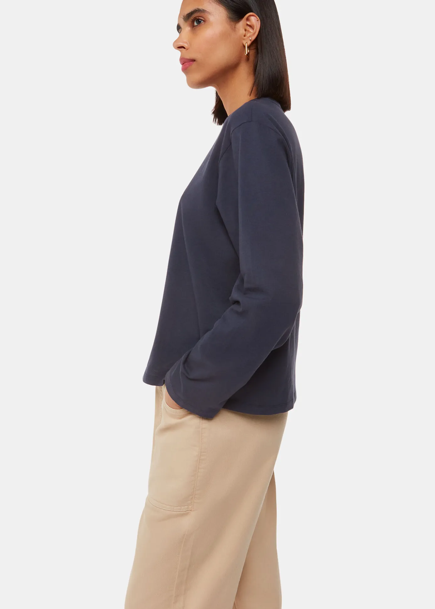 Navy Relaxed Long Sleeve Tee
