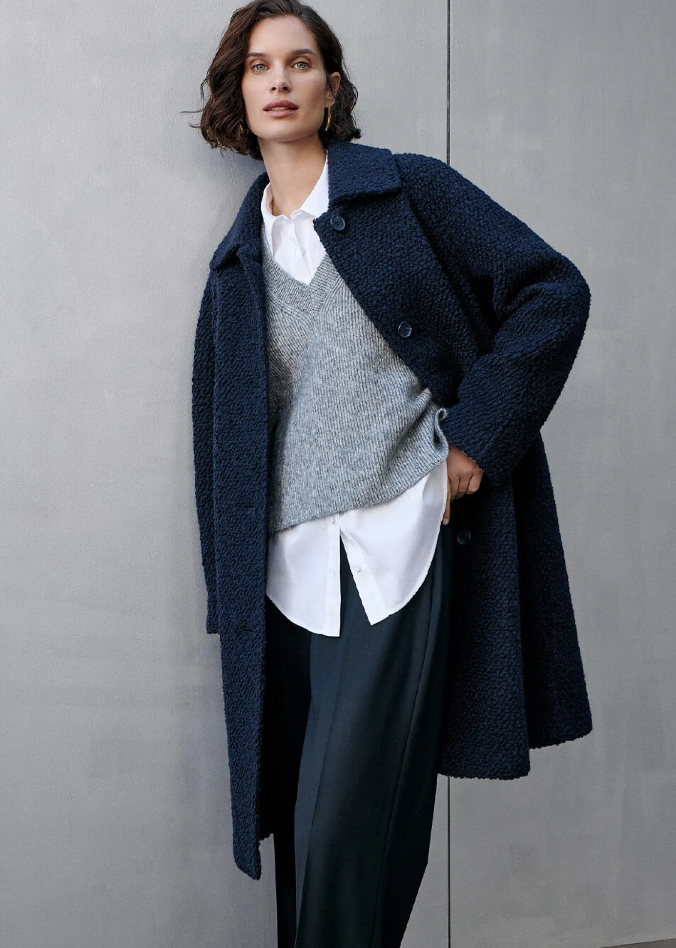 Navy Romy Boucle Coat