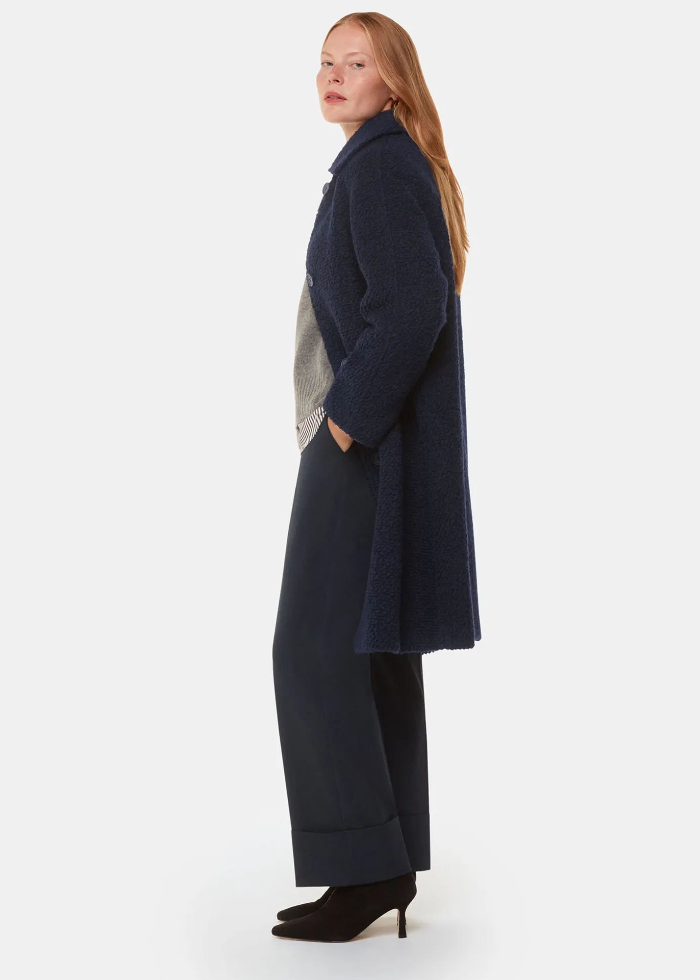 Navy Romy Boucle Coat