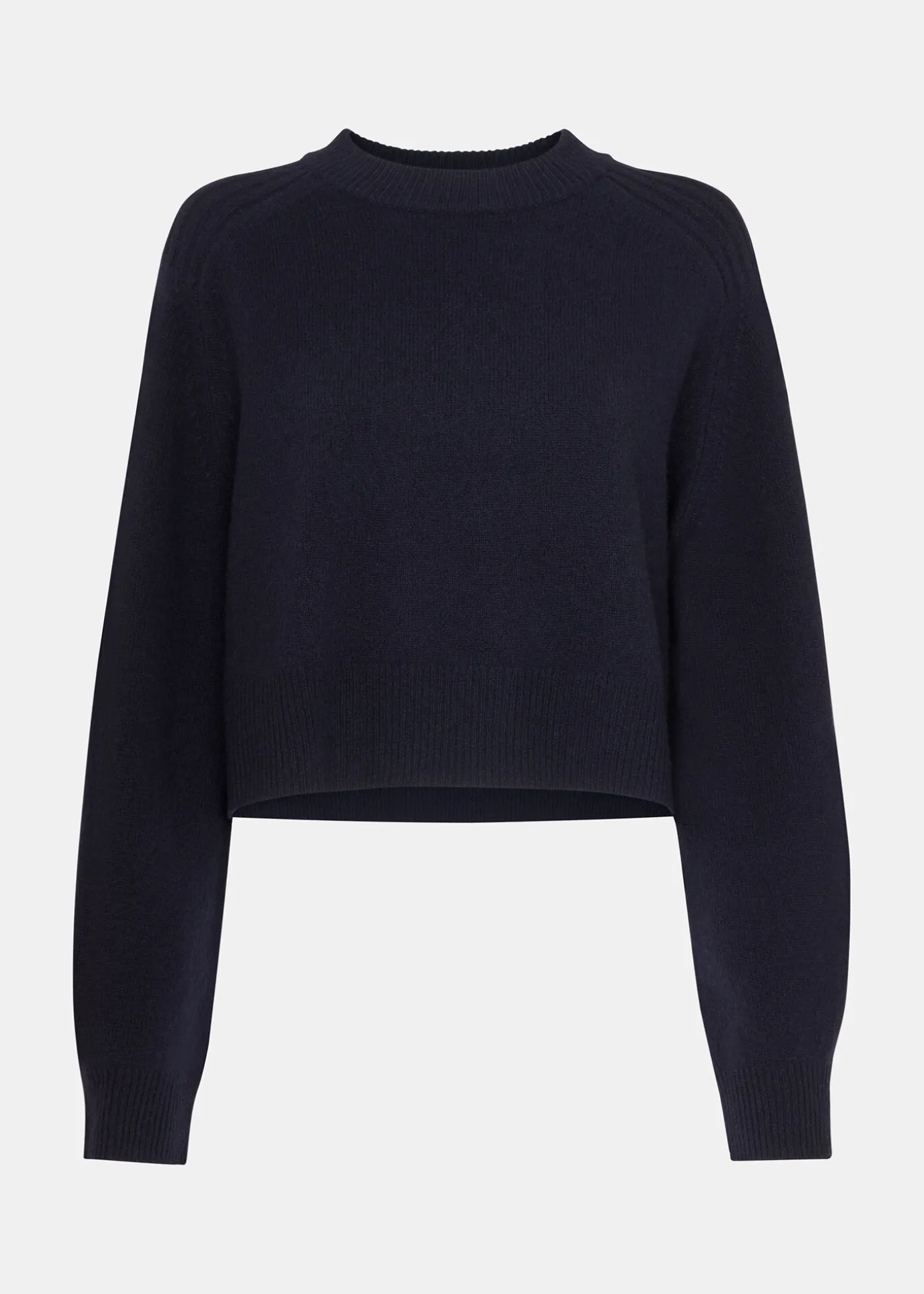Navy Wool Crop Relaxed Knit