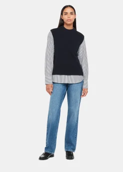 Navy Wool Sleeveless Tank