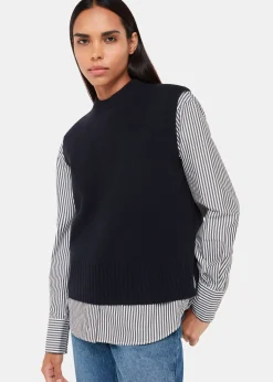 Navy Wool Sleeveless Tank