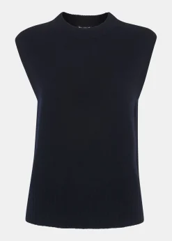 Navy Wool Sleeveless Tank