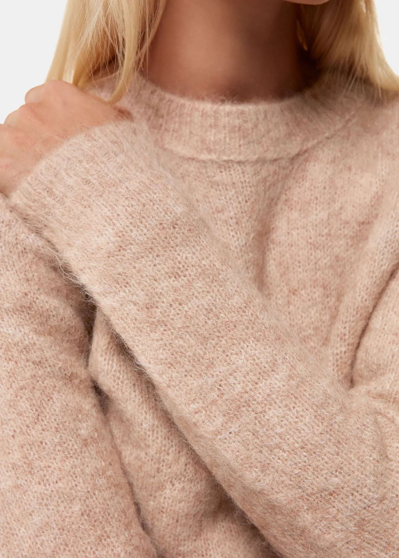 Neutral Alpaca Mix Fluffy Knit