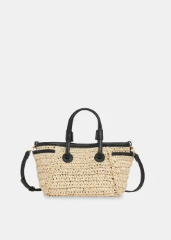 Neutral Aylin Mini Straw Tote Bag