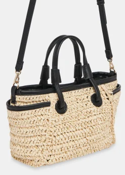 Neutral Aylin Mini Straw Tote Bag