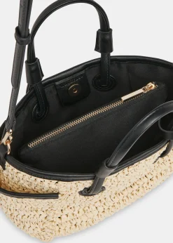 Neutral Aylin Mini Straw Tote Bag