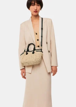 Neutral Aylin Mini Straw Tote Bag
