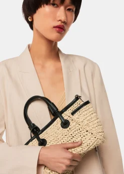 Neutral Aylin Mini Straw Tote Bag