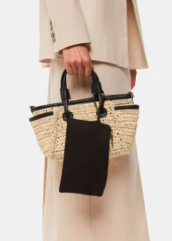 Neutral Aylin Mini Straw Tote Bag