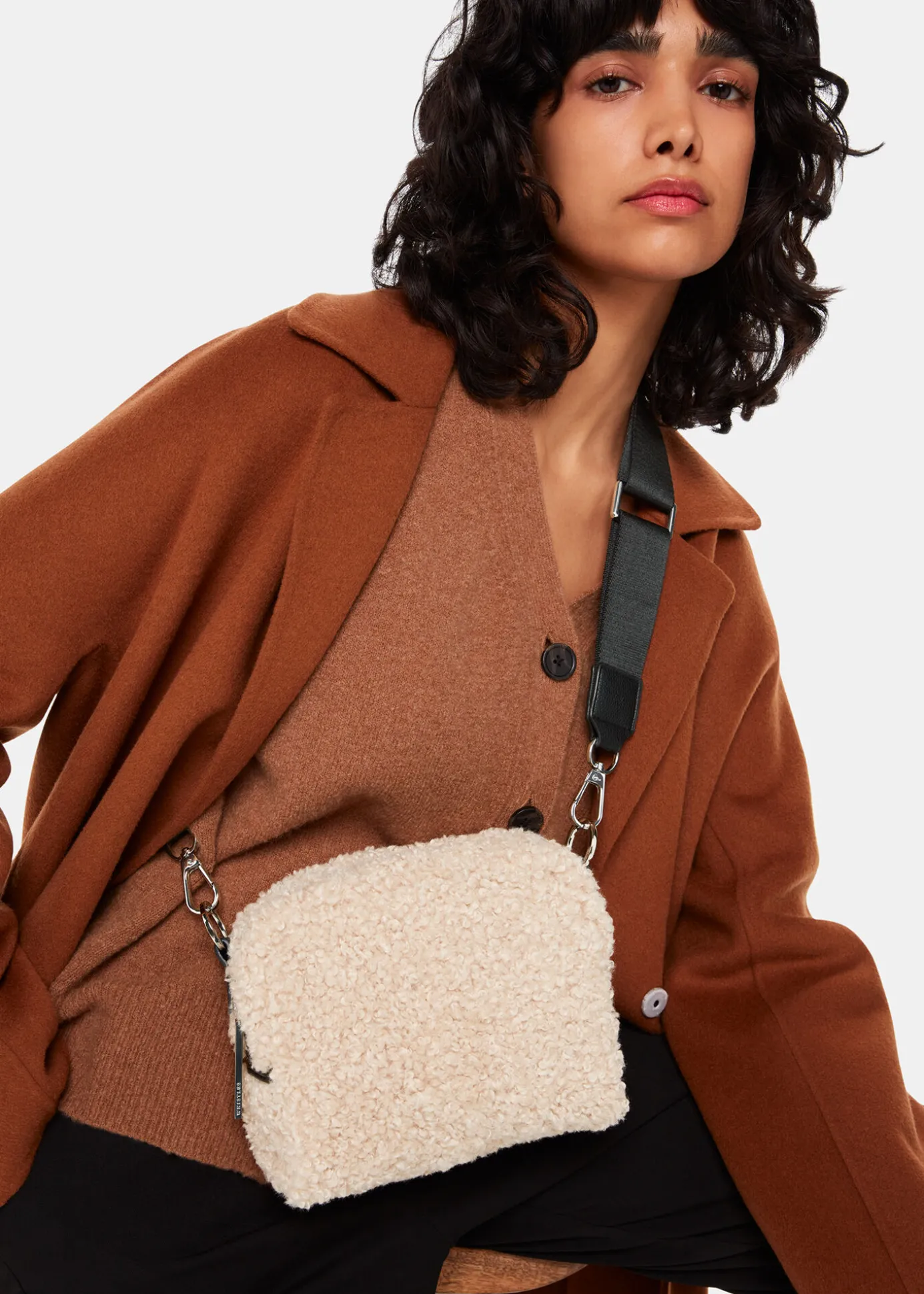 Neutral Bibi Borg Crossbody Bag