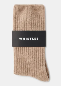 Neutral Cashmere Ribbed Socks