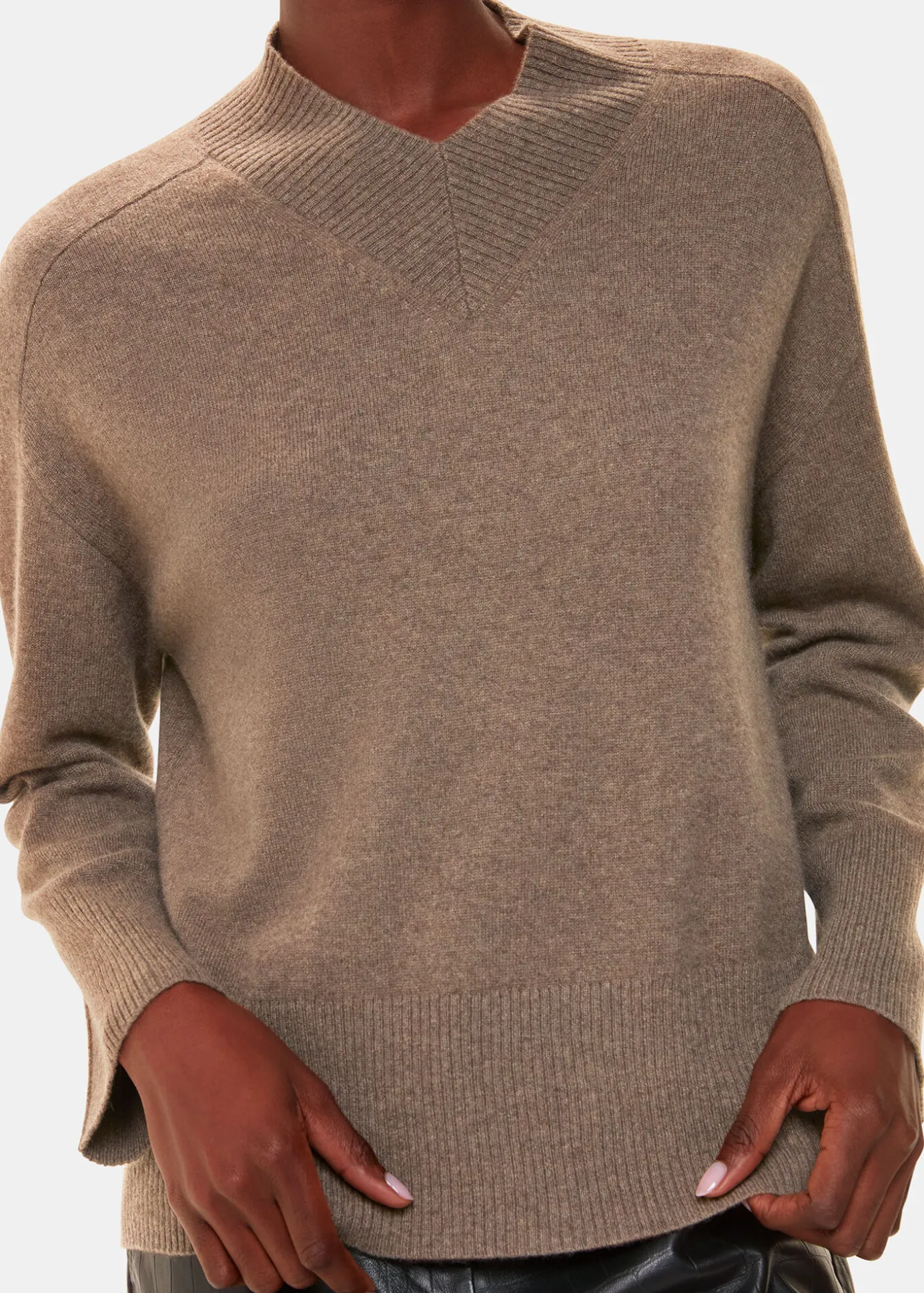 Neutral Cashmere V Neck Knit