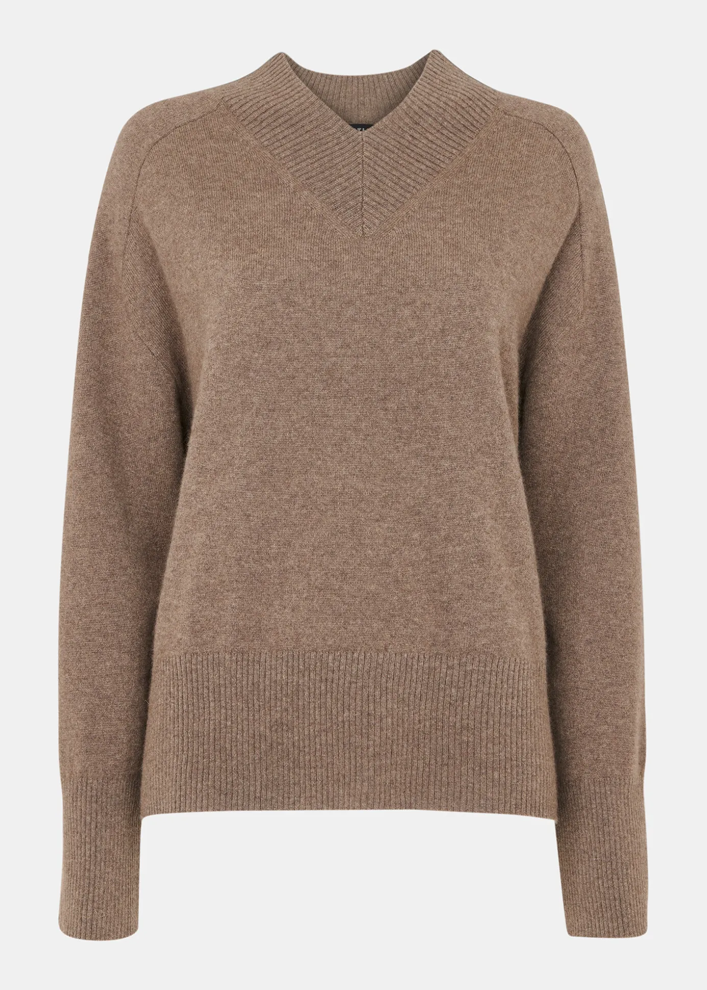 Neutral Cashmere V Neck Knit