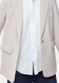 Neutral Crepe Boyfriend Blazer