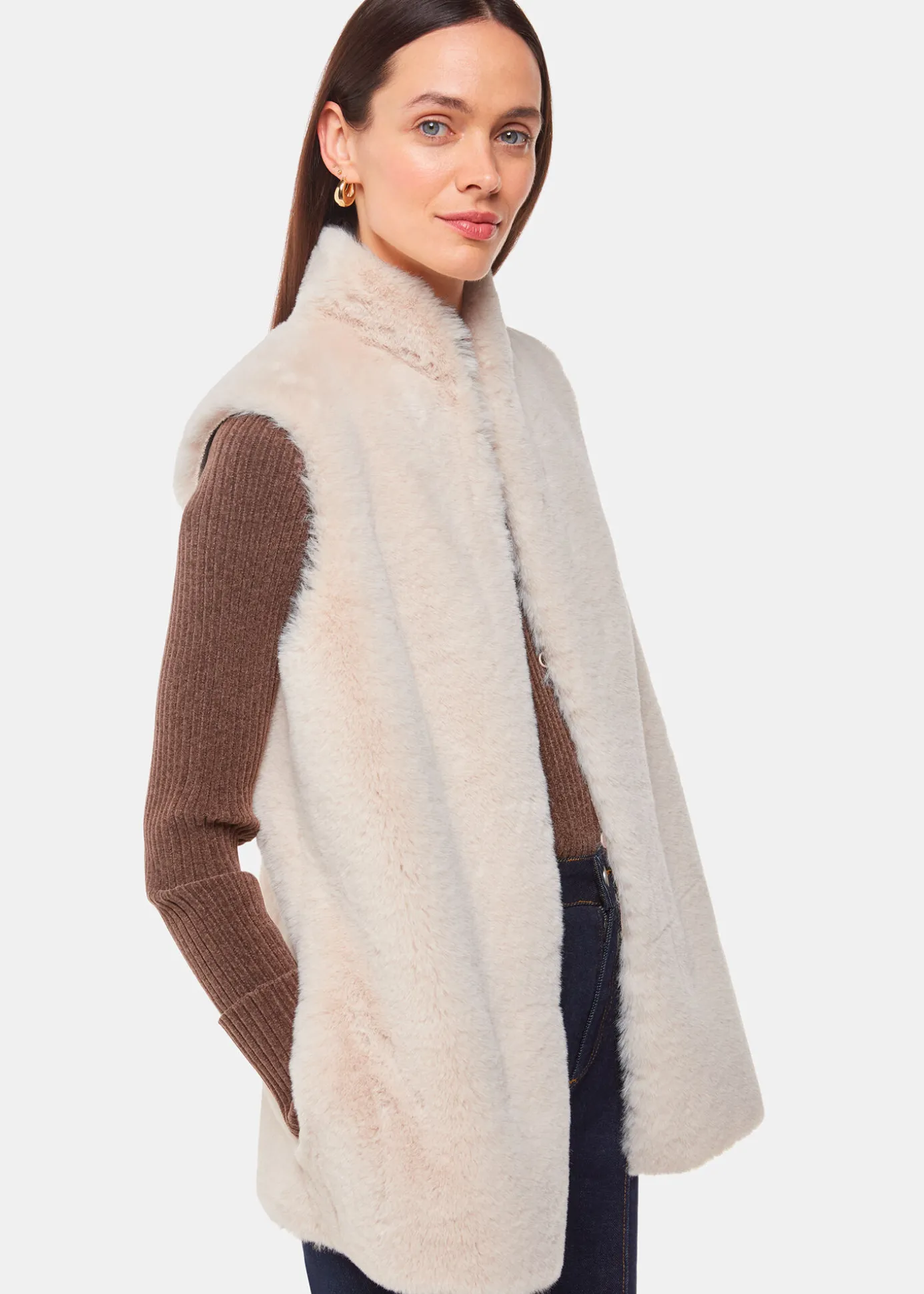 Neutral Faux Fur Gilet