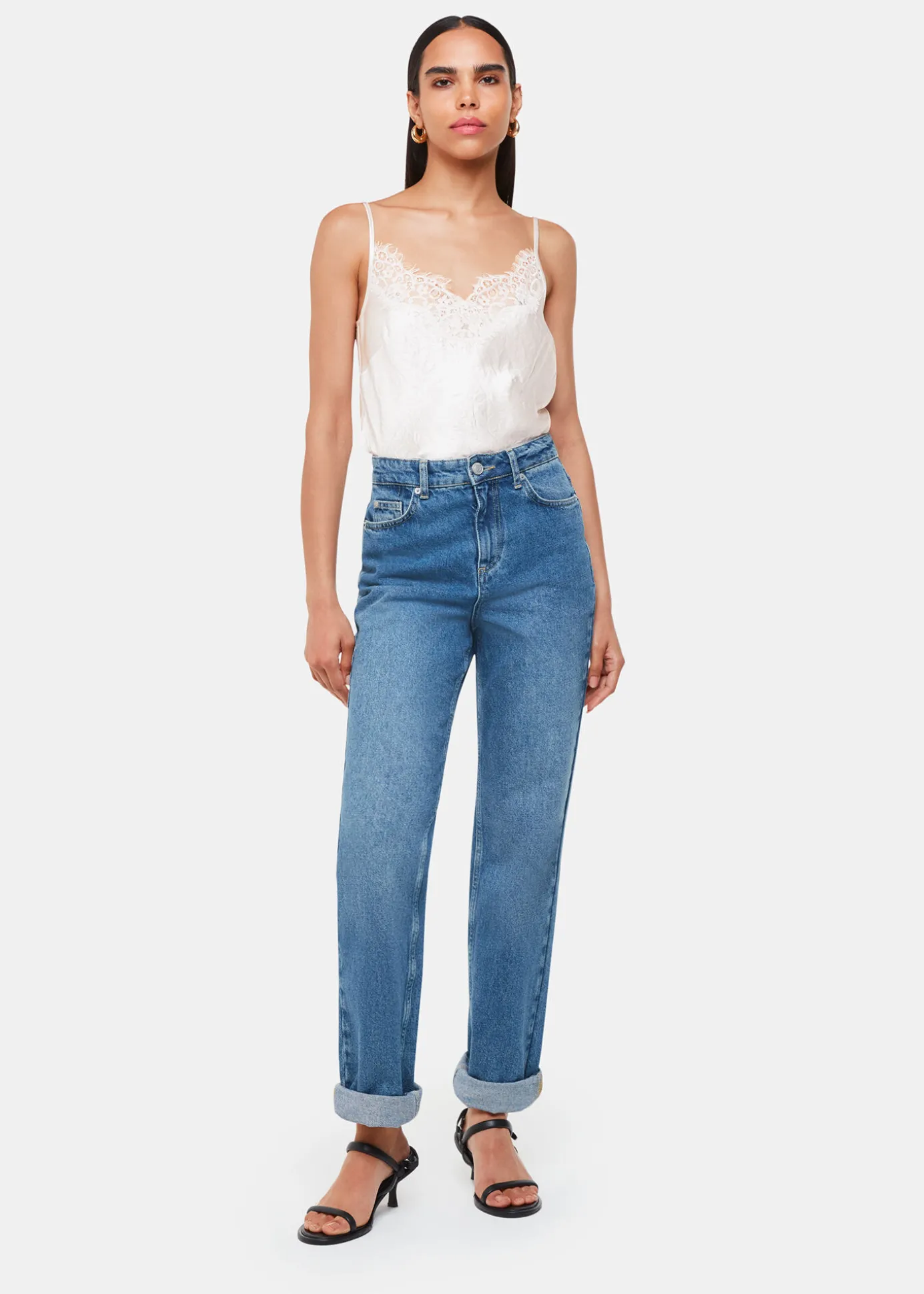 Neutral Lace Trim Cami Top