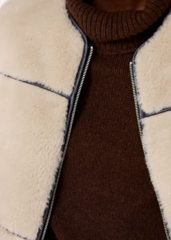 Neutral Rowena Faux Fur Waistcoat