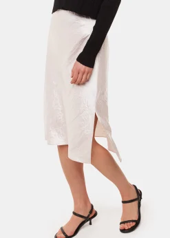 Neutral Satin Knee Length Skirt