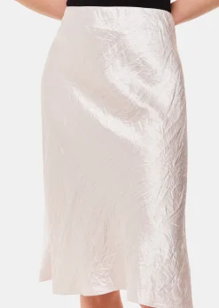 Neutral Satin Knee Length Skirt
