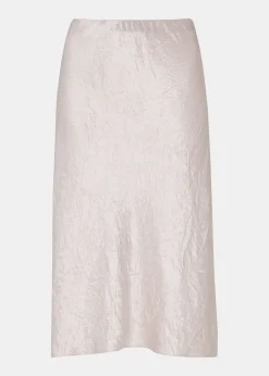 Neutral Satin Knee Length Skirt