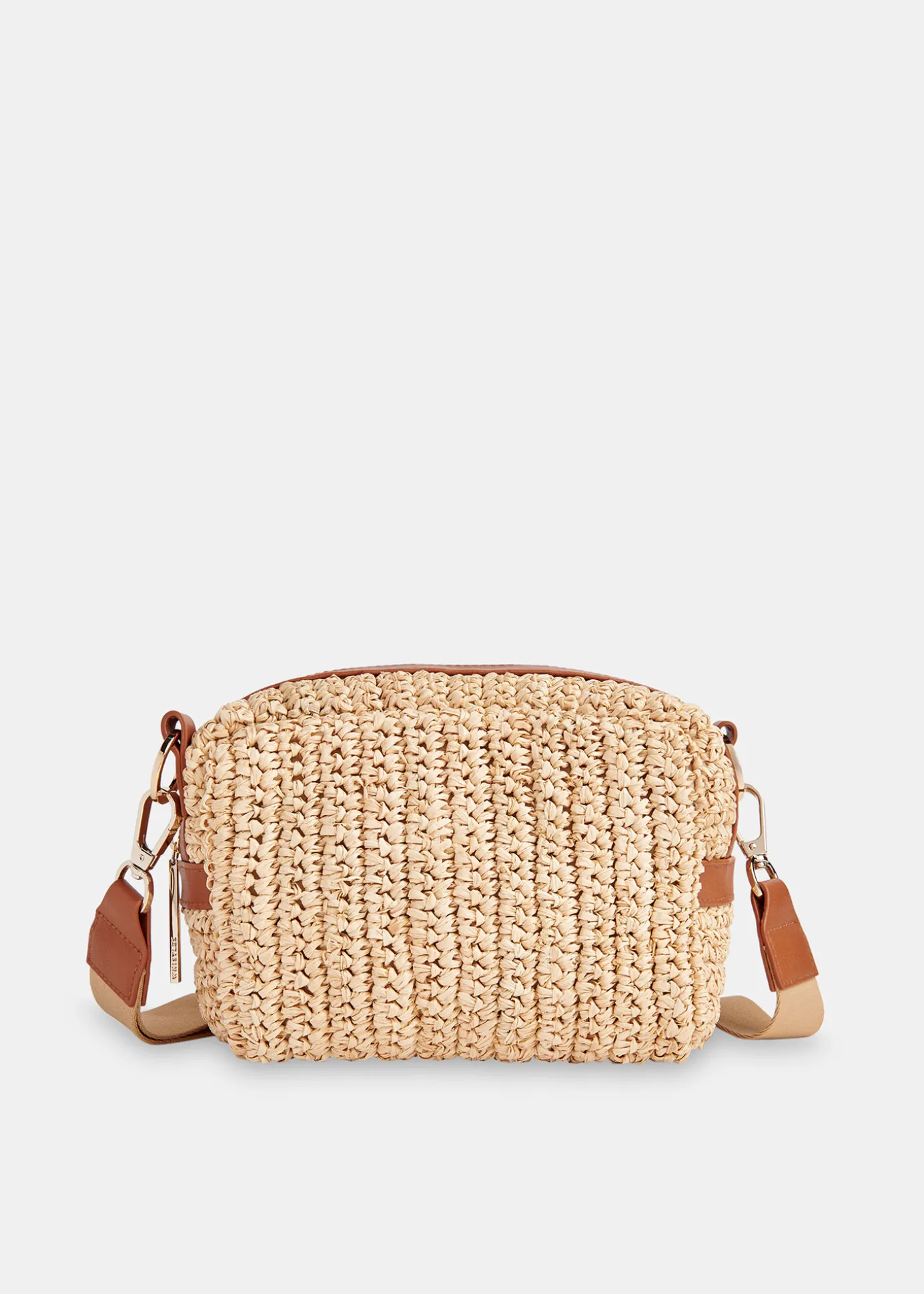 Neutral Straw Bibi Crossbody Bag