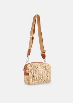 Neutral Straw Bibi Crossbody Bag