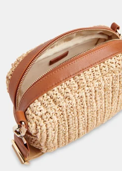 Neutral Straw Bibi Crossbody Bag
