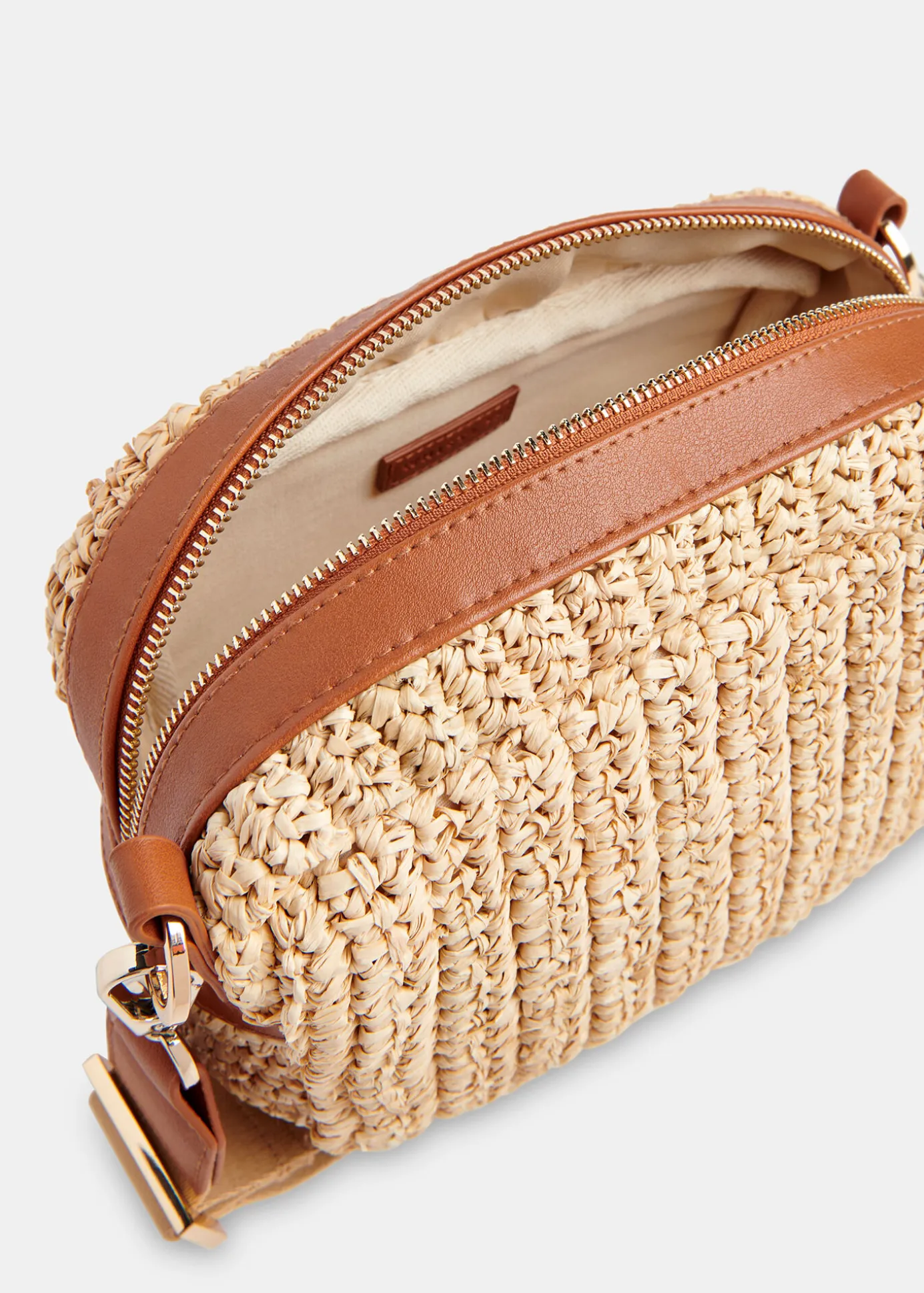 Neutral Straw Bibi Crossbody Bag