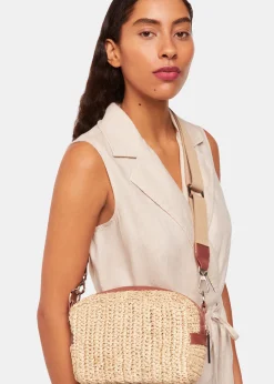 Neutral Straw Bibi Crossbody Bag