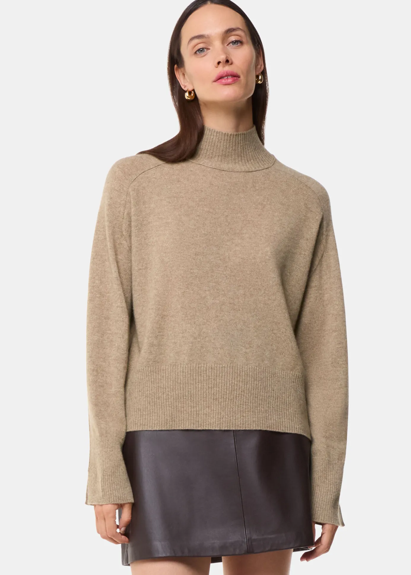 Oatmeal Cashmere Funnel Neck