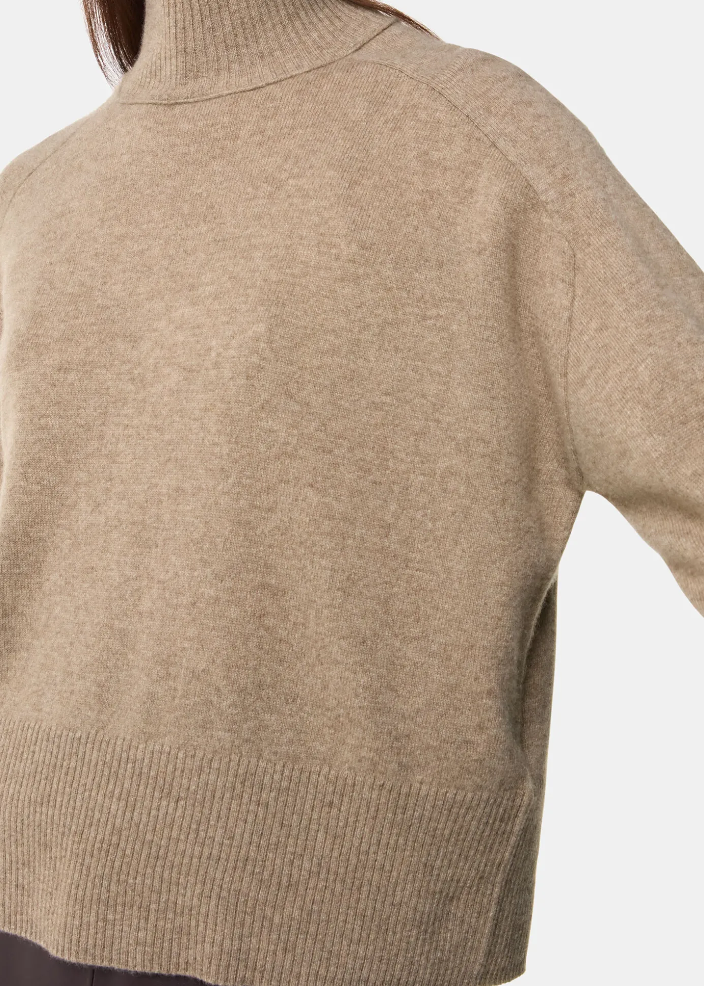 Oatmeal Cashmere Funnel Neck