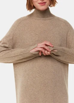 Oatmeal Cashmere Funnel Neck Dress