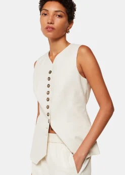 Oatmeal Lindsey Linen Blend Waistcoat