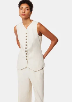 Oatmeal Lindsey Linen Blend Waistcoat