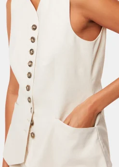 Oatmeal Lindsey Linen Blend Waistcoat