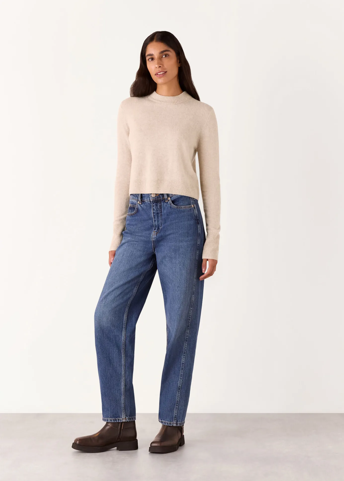 Oatmeal Wool Cropped Sweater