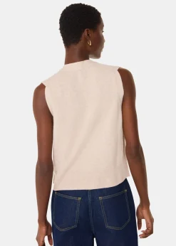 Oatmeal Wool V Neck Button Front Tank