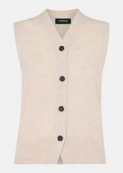 Oatmeal Wool V Neck Button Front Tank