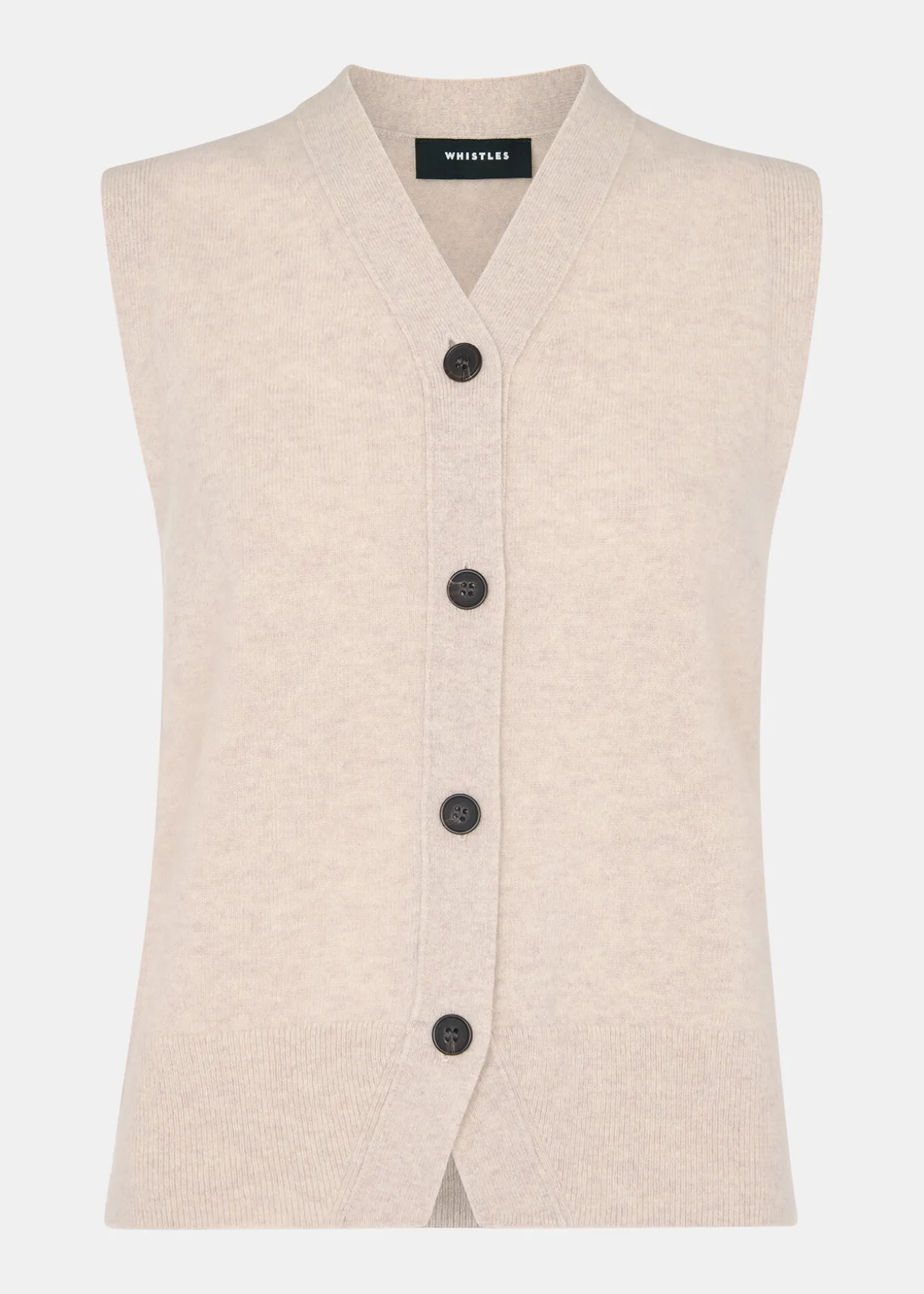 Oatmeal Wool V Neck Button Front Tank