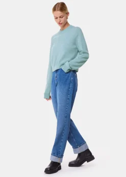 Pale Blue Cashmere Crop Crew