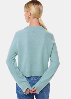 Pale Blue Cashmere Crop Crew