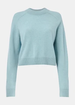 Pale Blue Cashmere Crop Crew