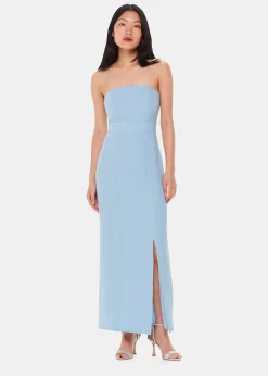 Pale Blue Gemma Strapless Maxi Dress