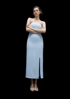 Pale Blue Gemma Strapless Maxi Dress