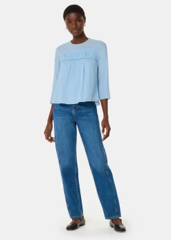 Pale Blue Laya Gather Detail Blouse